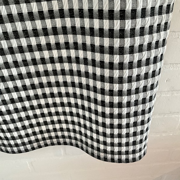 Jules&Leopold Midi Skirt Check Ginham Black White Stretch Academia Size XL - Picture 2 of 6